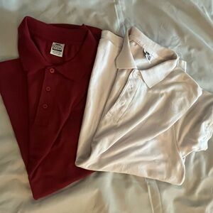 Pro Club BUNDLE Maroon and White Short Sleeve Polo Shirts